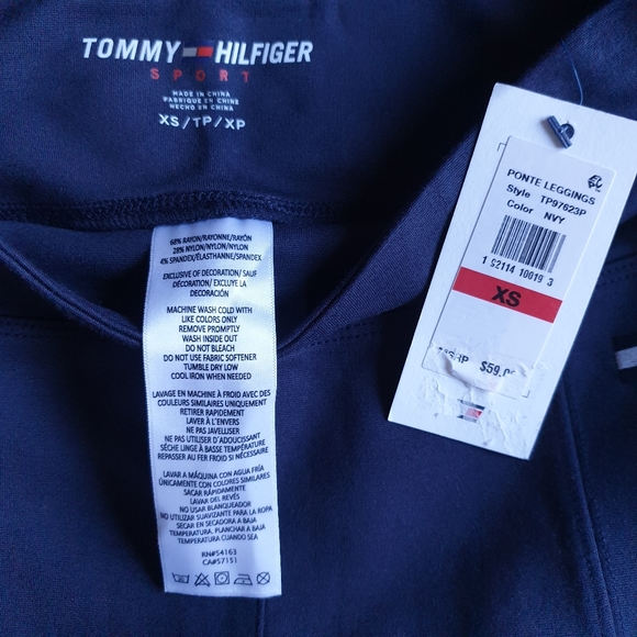 Tommy Hilfiger Sport Piped Leggings Dark Navy Blue Sz XS - Picture 4 of 9
